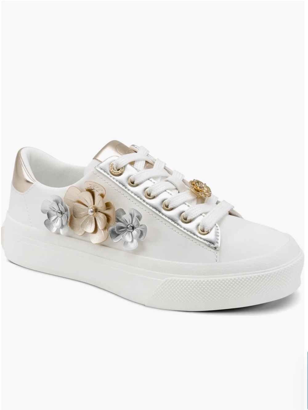 Karl Lagerfeld | Women’s White Gael 2 Floral Embellished Platform Sneakers 8.5